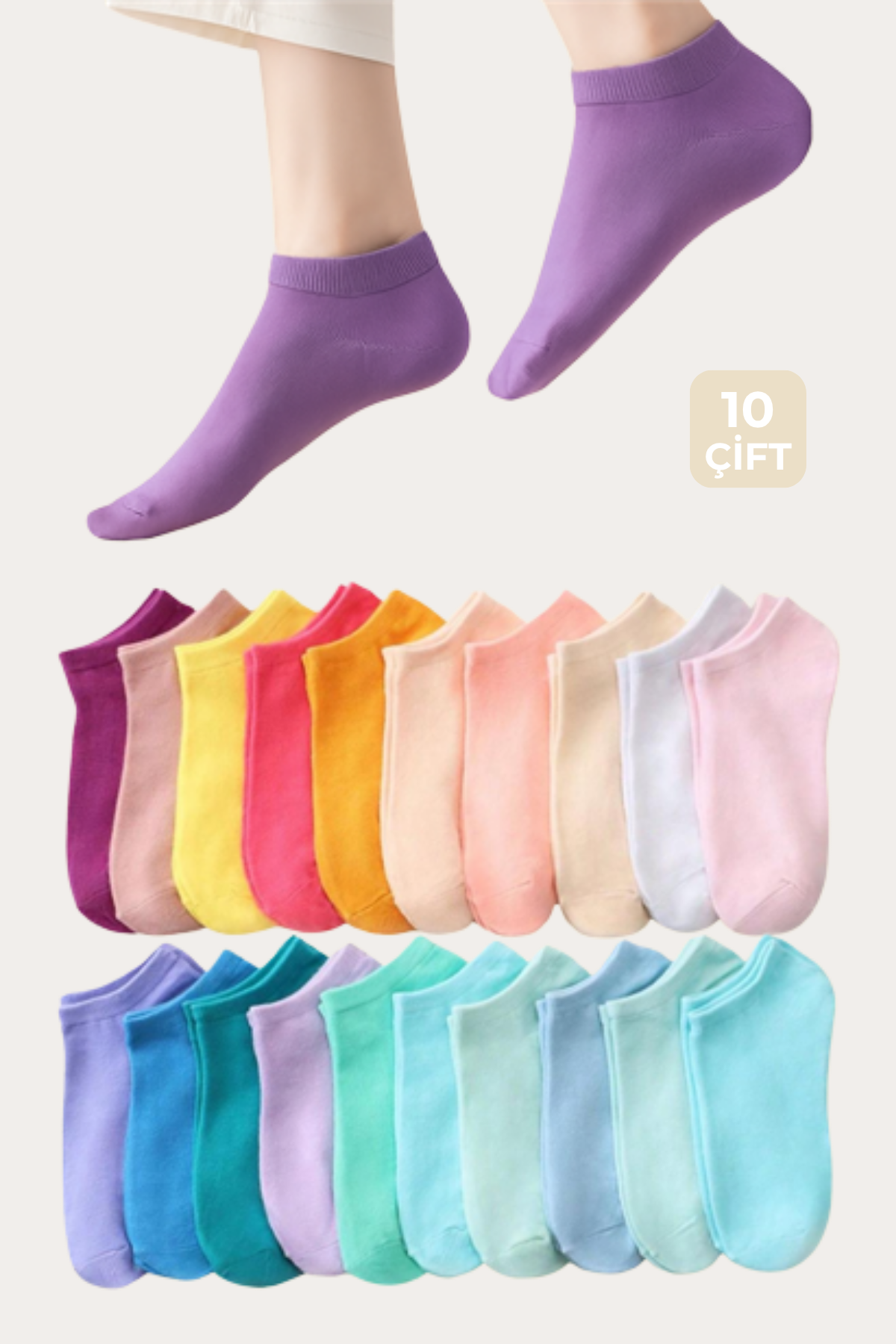 12501G1030 10PCK KADIN STEP ÇORAP ÇOK RENKLİ