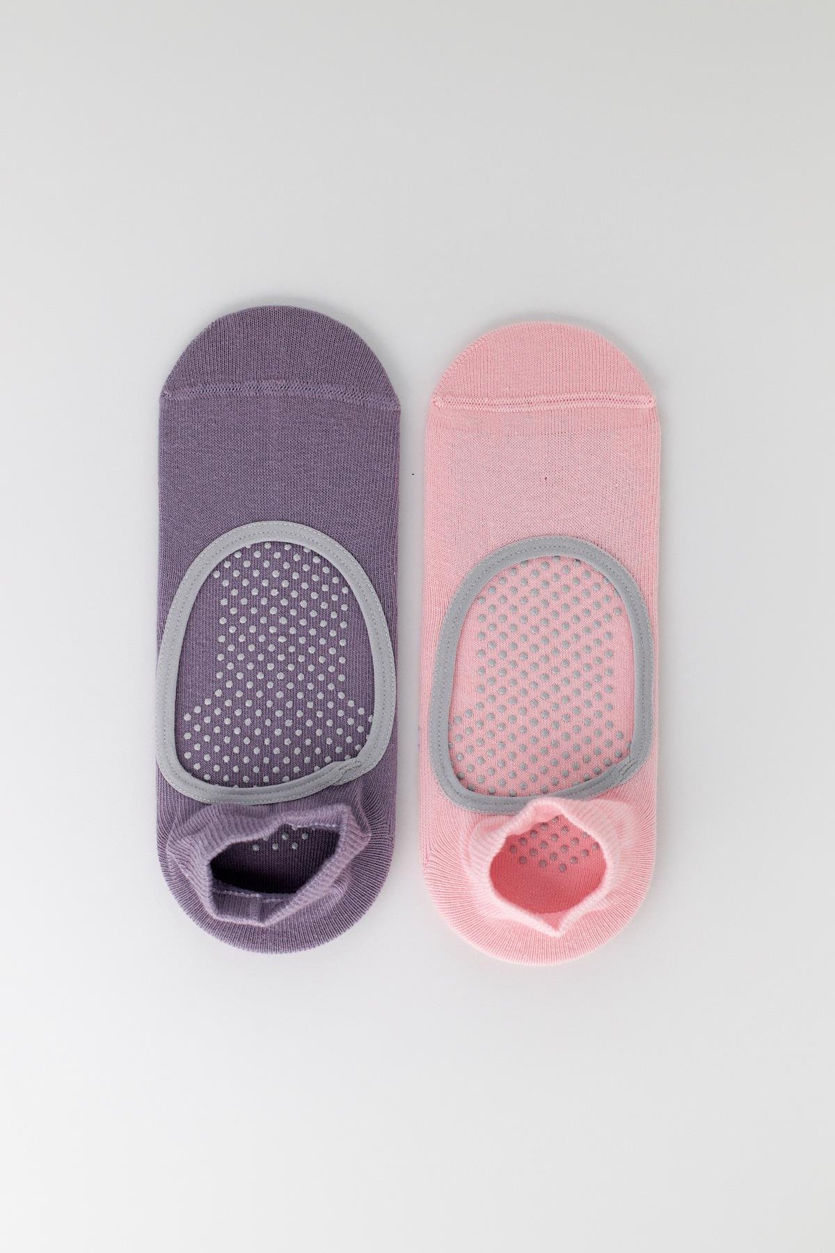 Womens 2-Piece Asta Yoga / Pilates Step Socks Light Pink / Dark Lilac