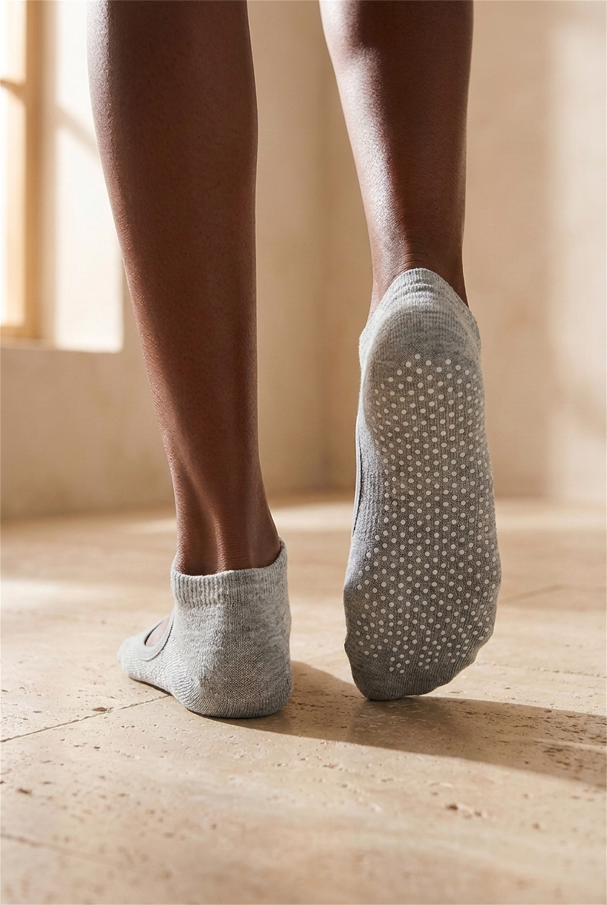 Kadın 2li Asta Yoga / Pilates Step Çorap Siyah / Gri Melanj