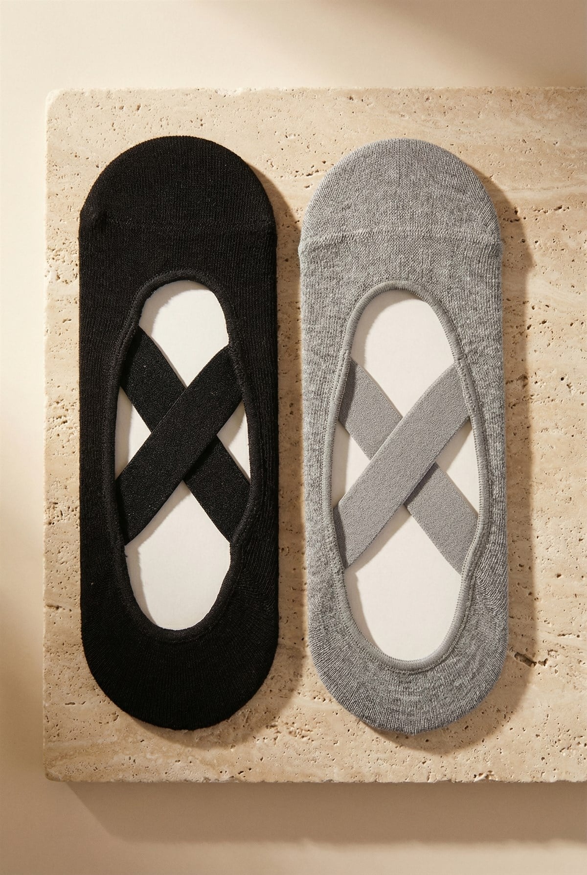 Kadın 2li Asta Yoga/Pilates Çorabı Gri / Siyah