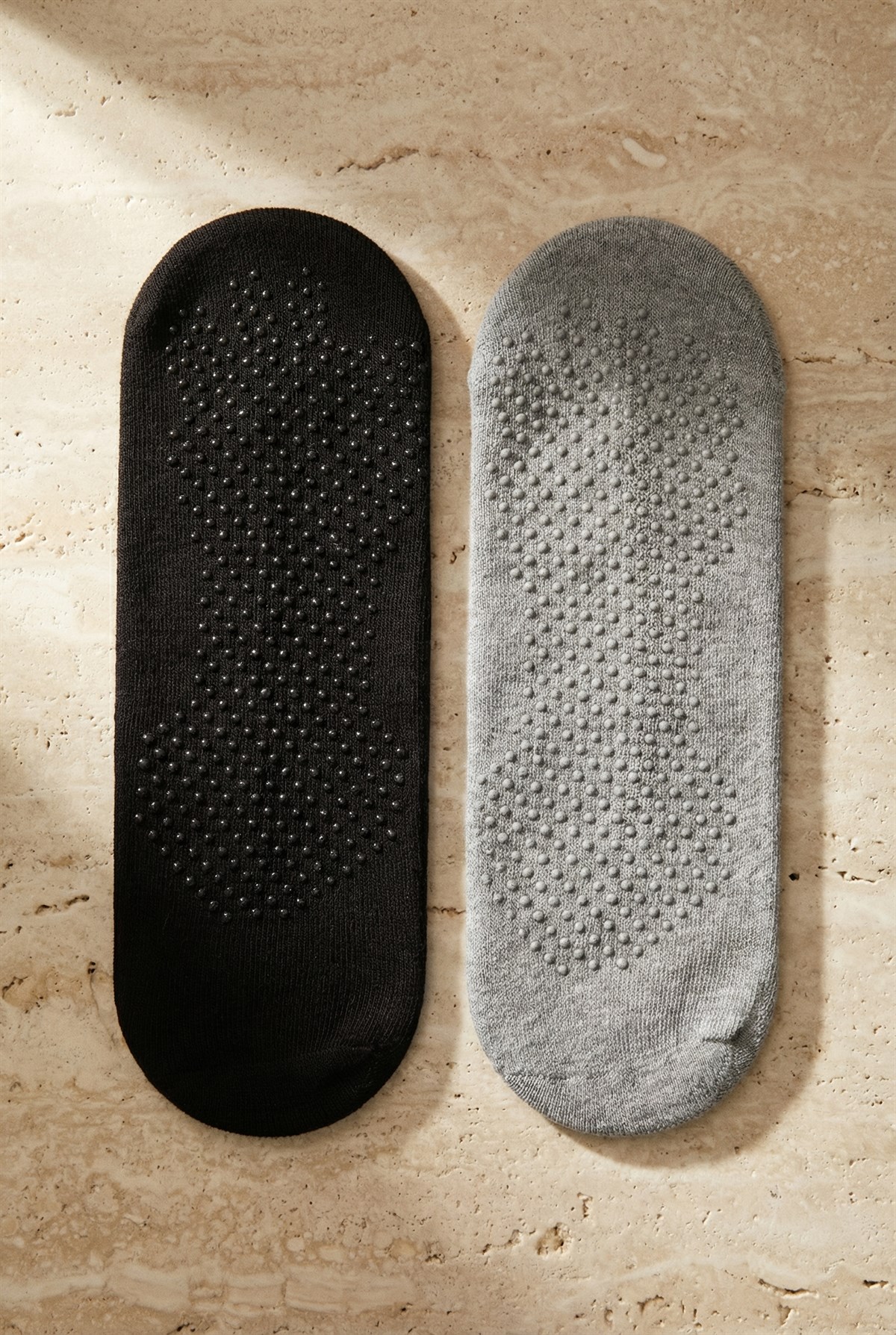 Kadın 2li Asta Yoga/Pilates Çorabı Gri / Siyah