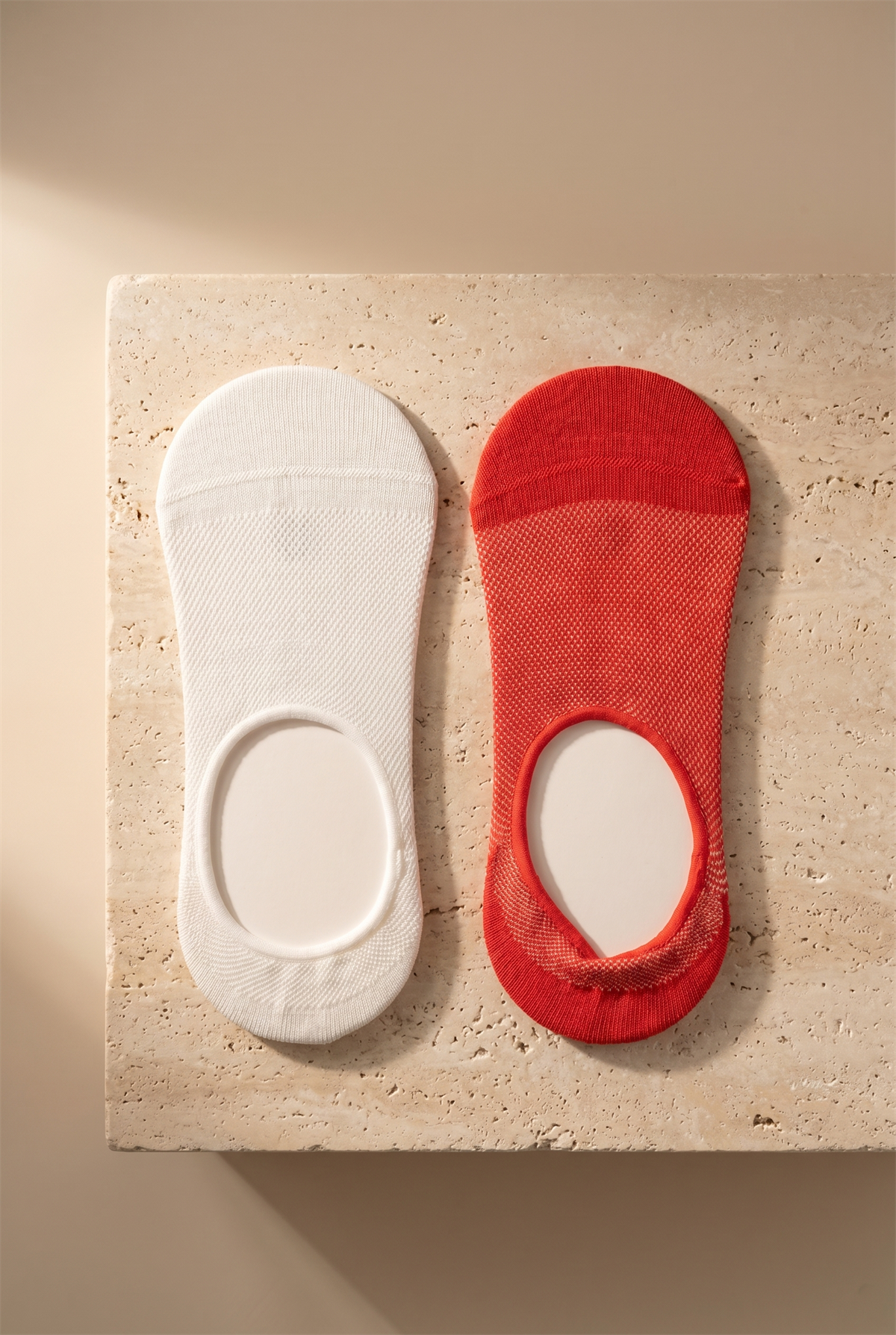 Kadın 2li Basic Renkli Görünmez Babet Çorap Kırmızı Mix