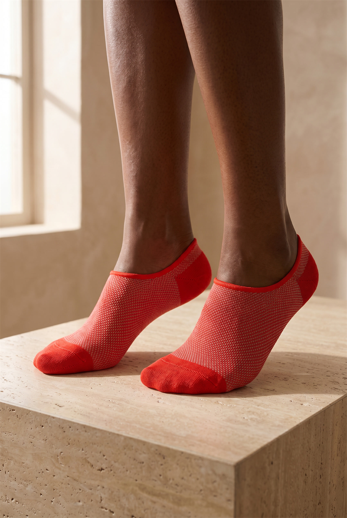 Kadın 2li Basic Renkli Görünmez Babet Çorap Kırmızı Mix