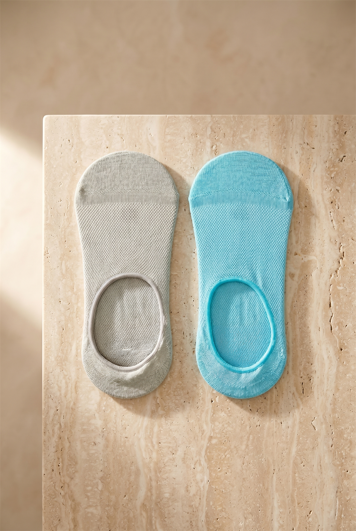 Kadın 2li Basic Renkli Görünmez Babet Çorap Mavi Mix