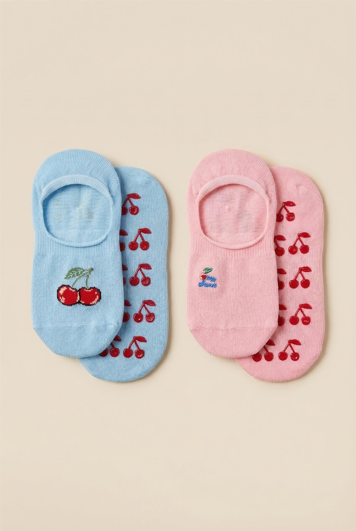 Kadın 2li Kirazlı Görünmez Babet Çorap