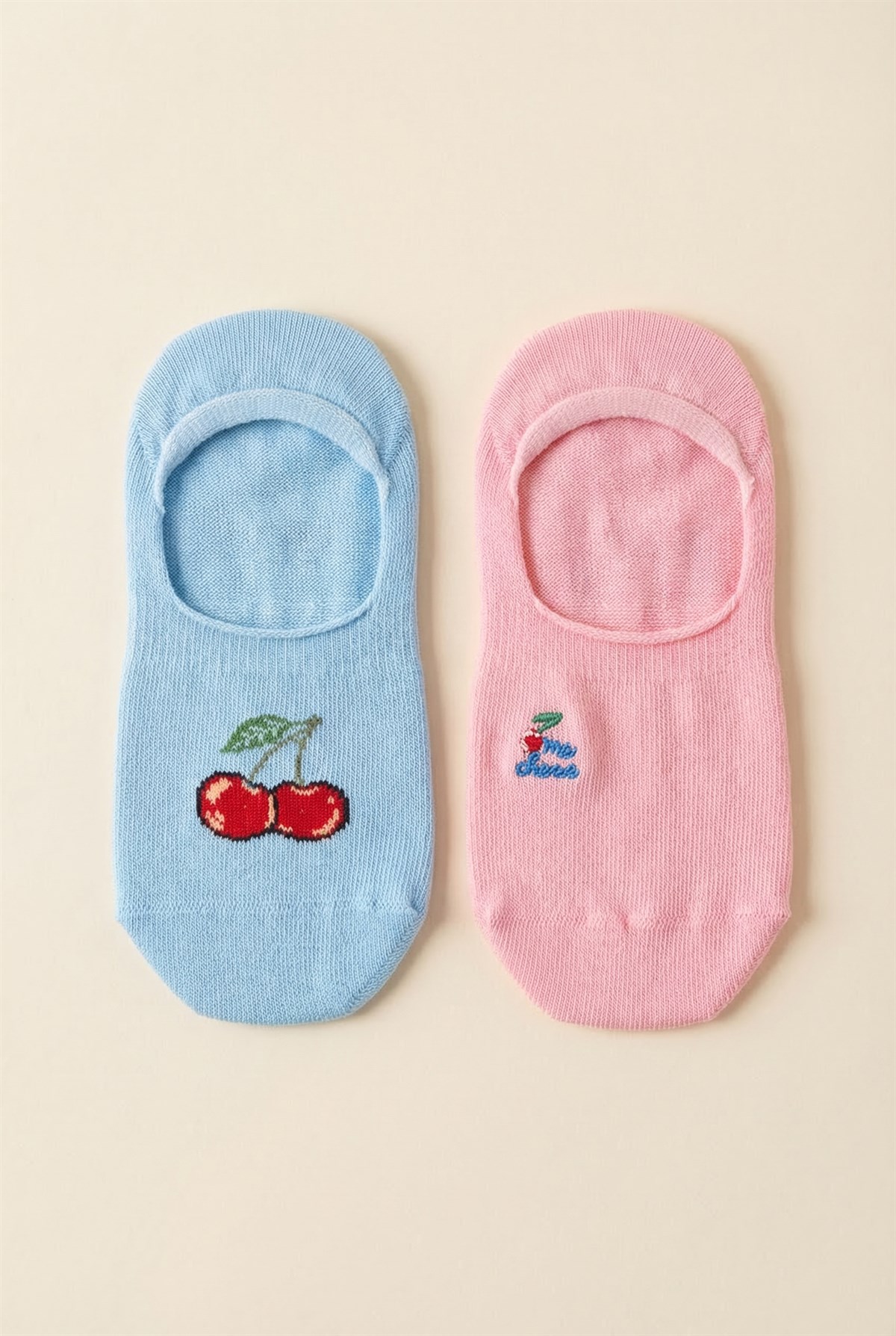 Kadın 2li Kirazlı Görünmez Babet Çorap