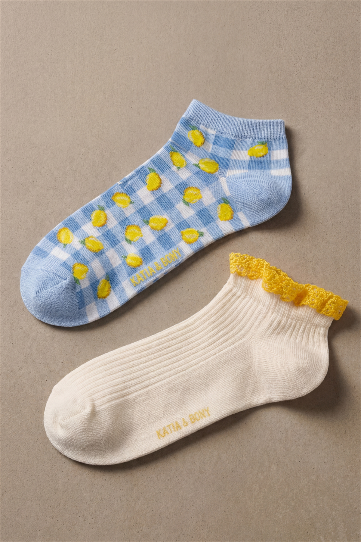 Kadın 2li Limon Desenli Step Çorap