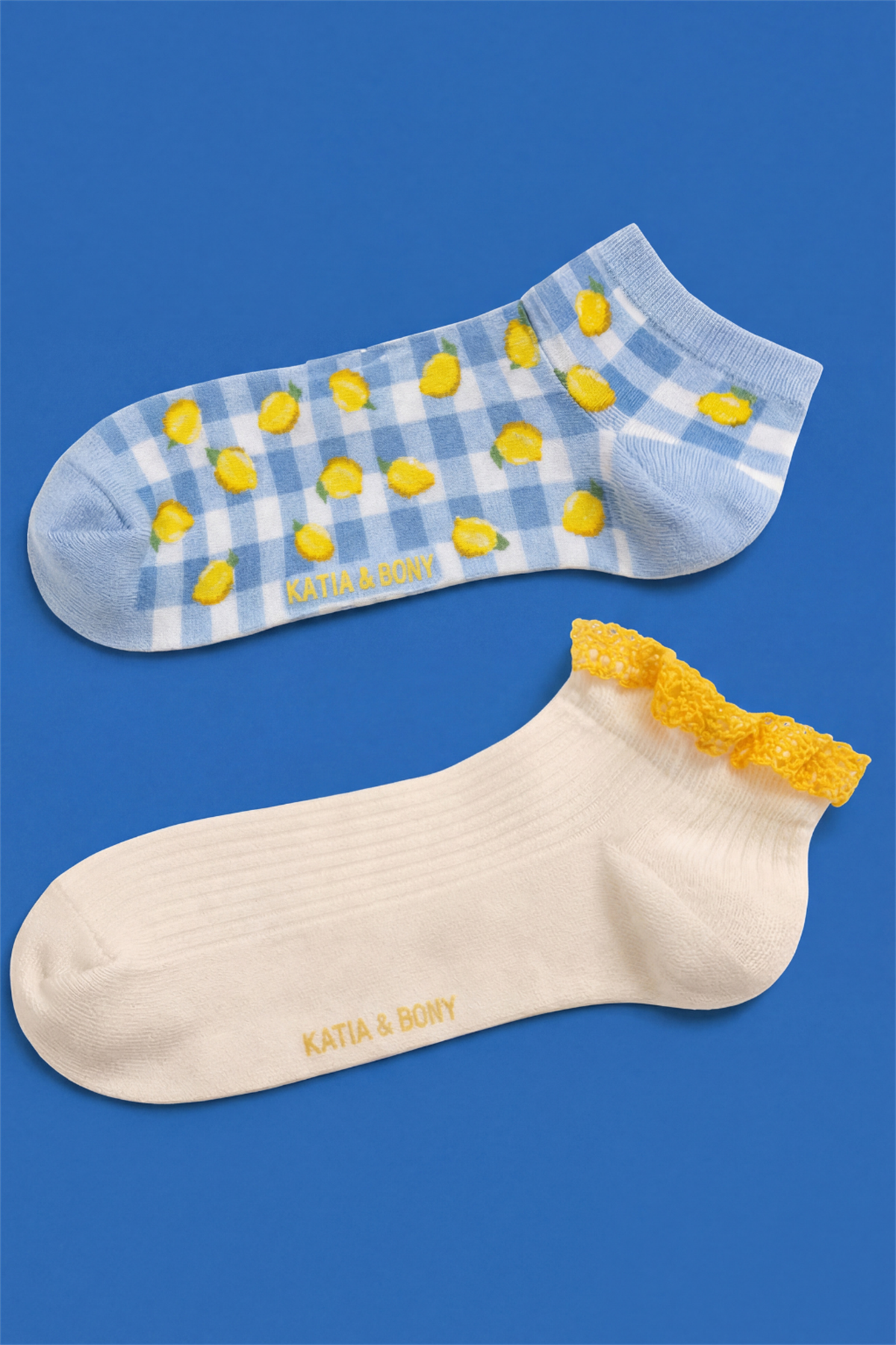Kadın 2li Limon Desenli Step Çorap