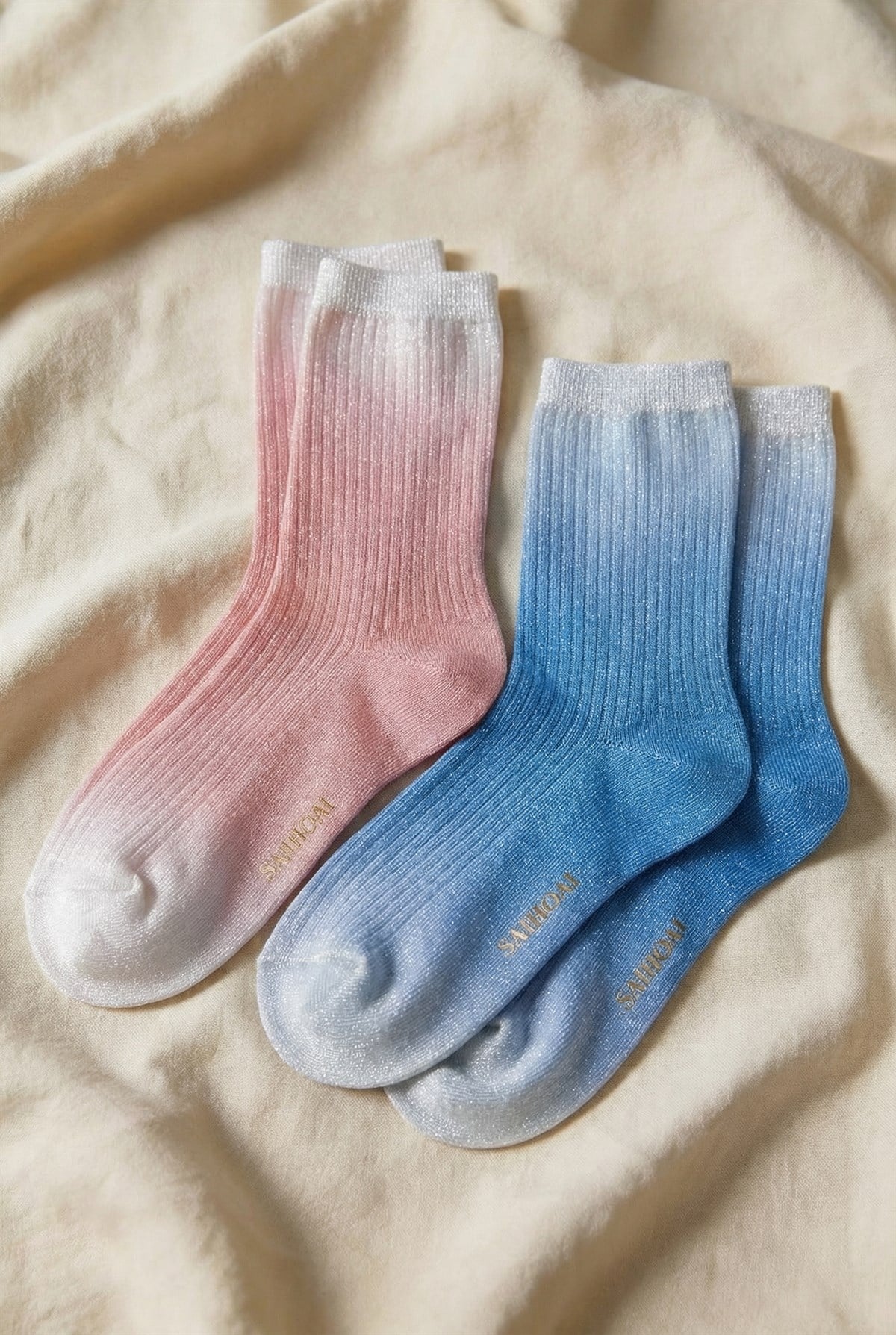 Kadın 2li Paket Parlak Simli Soket Çorap