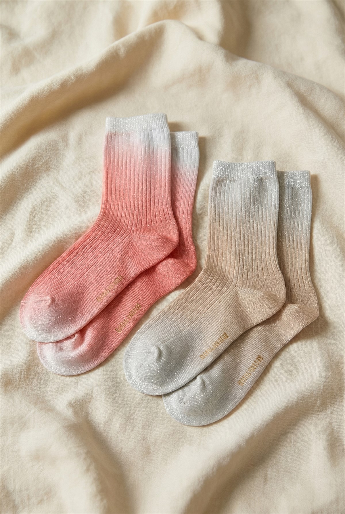 Kadın 2li Paket Parlak Simli Soket Çorap