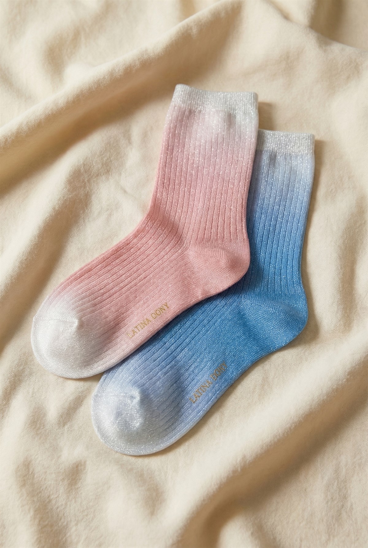 Kadın 2li Paket Parlak Simli Soket Çorap