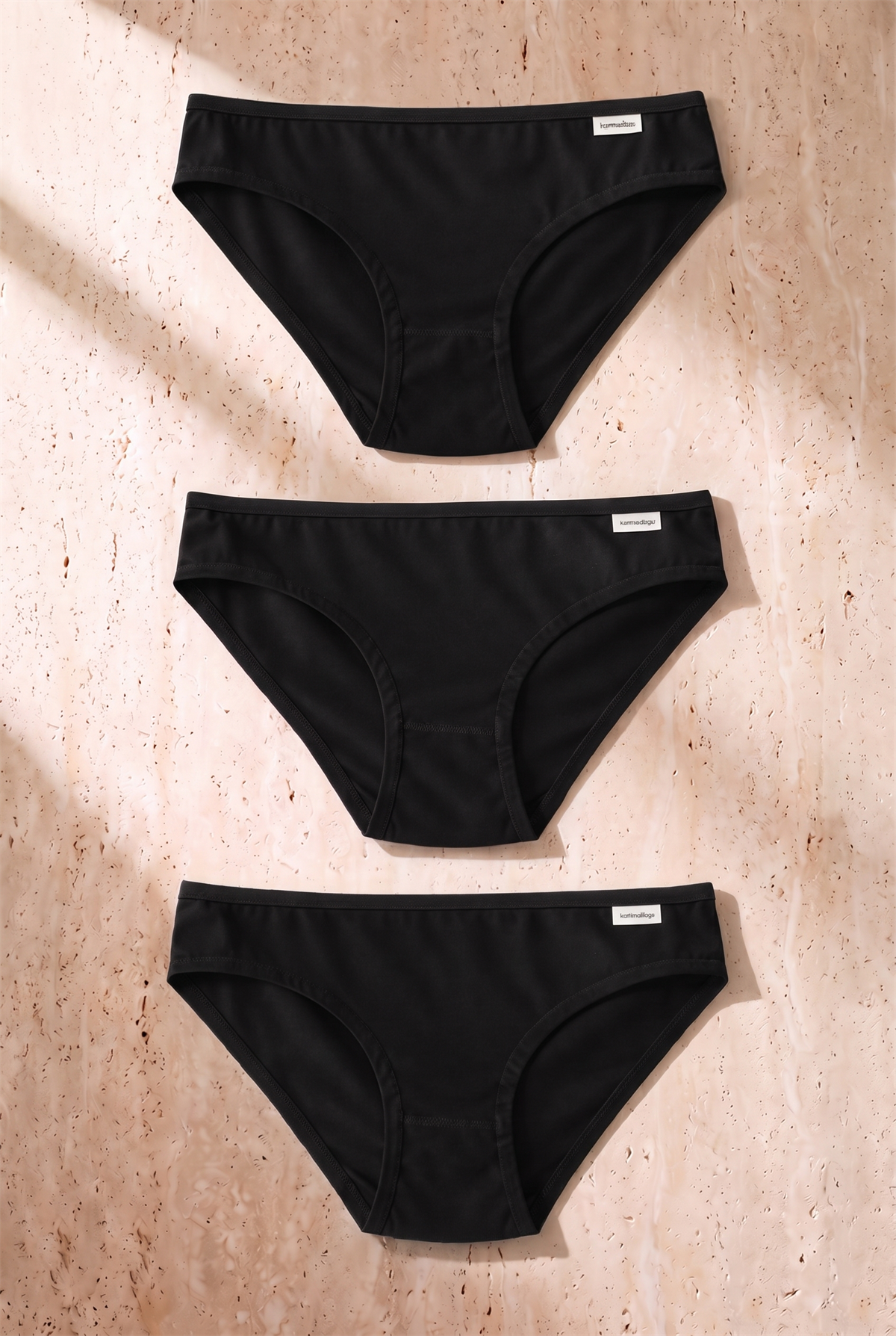 Kadın 3lü Basic Slip Külot Siyah