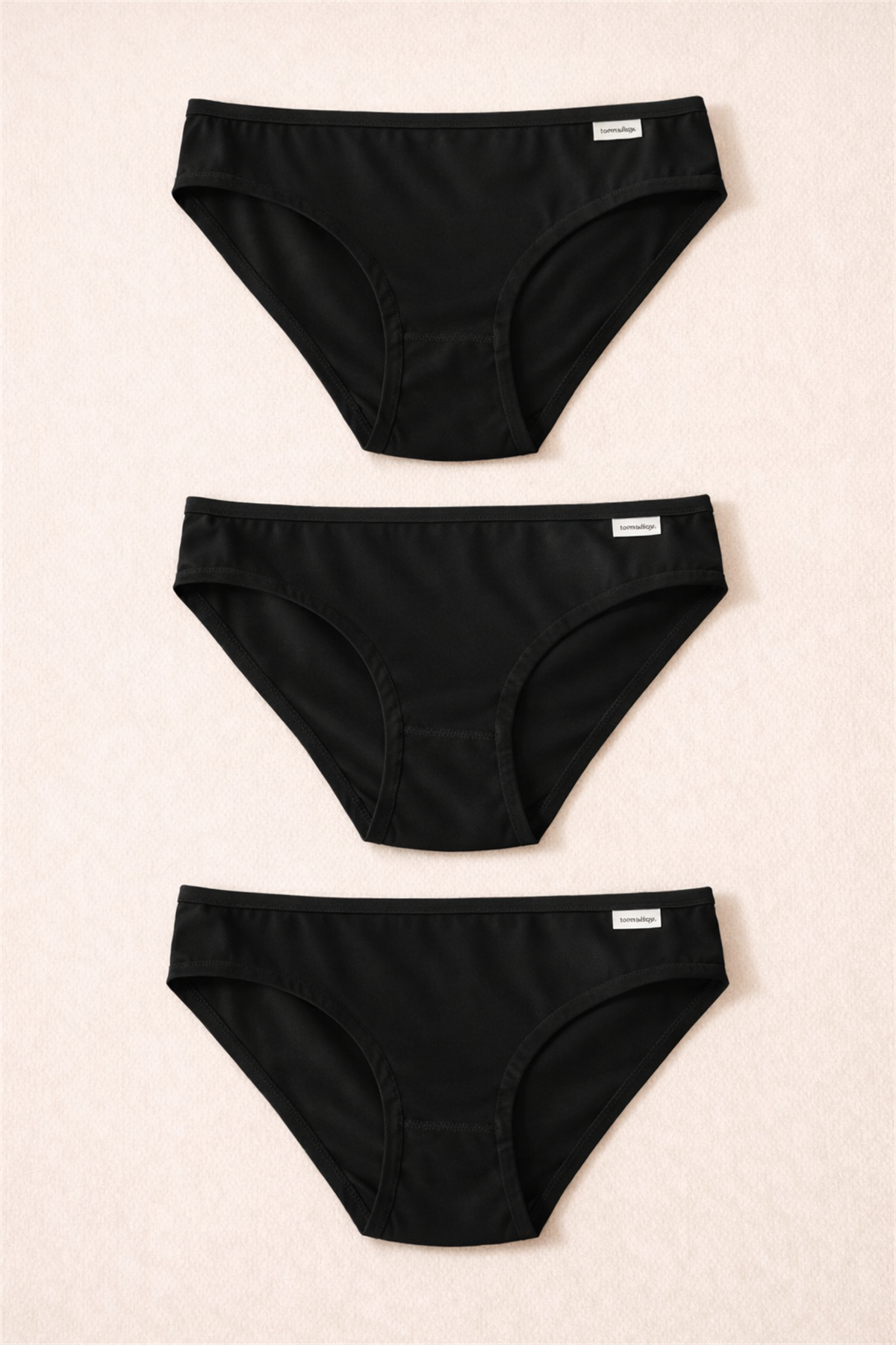 Kadın 3lü Basic Slip Külot Siyah