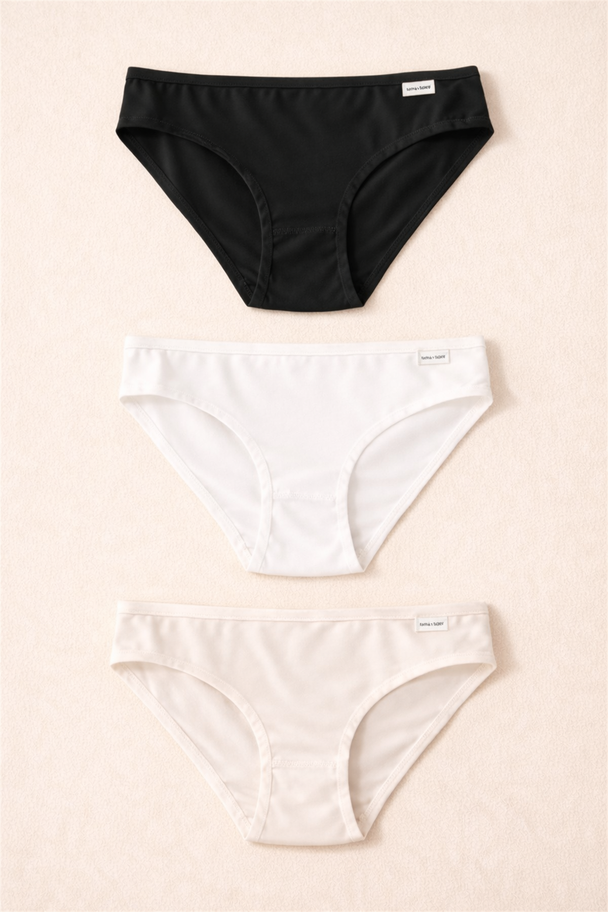 Kadın 3lü Basic Slip Külot Siyah/Beyaz/Nude