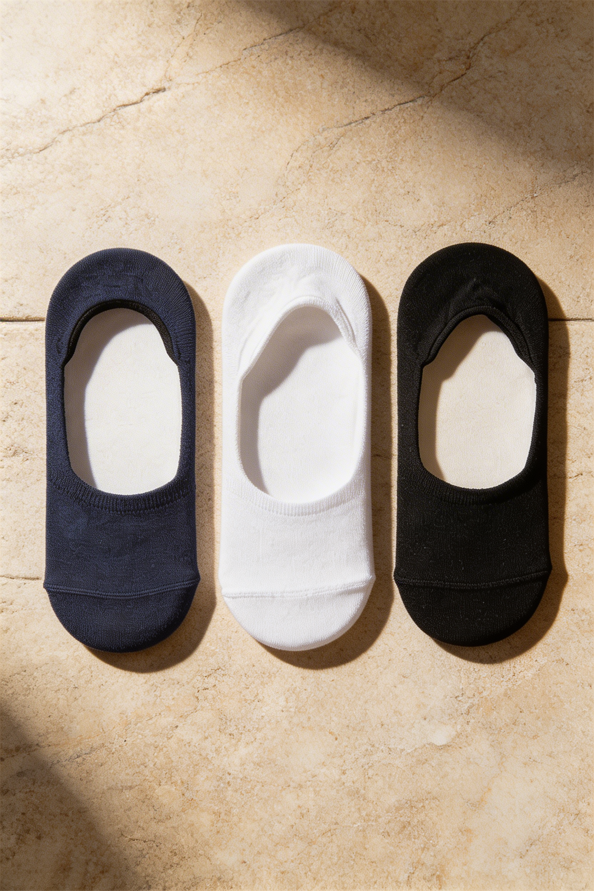 Kadın 3lü Paket Basic Görünmez Babet Çorap Siyah/Beyaz/Lacivert