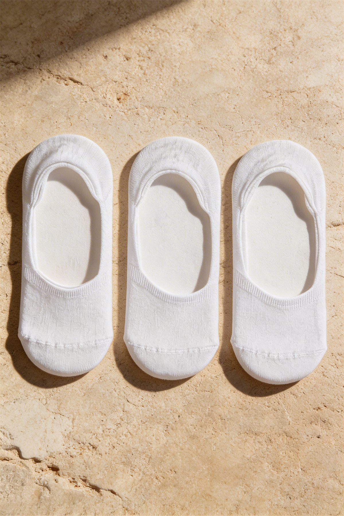 Kadın 3lü Paket Basic Görünmez Babet Çorap Beyaz/Beyaz/Beyaz