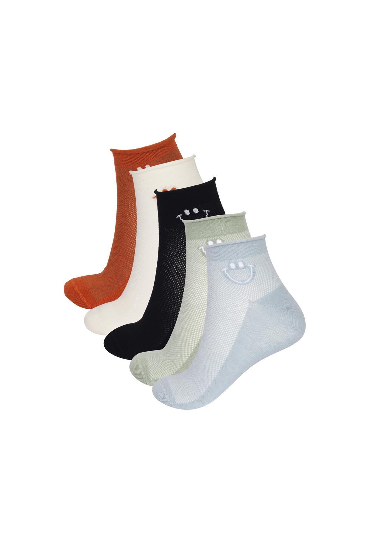 12401G2030  5 Li KADIN HAPPY MIX STEP ÇORAP Desenli