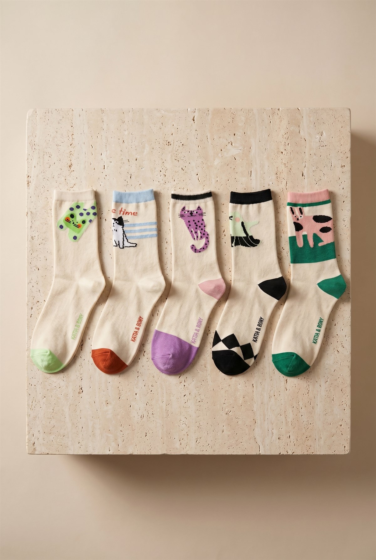 5Pck Cat Patterned Womens Socks Socks Patterned