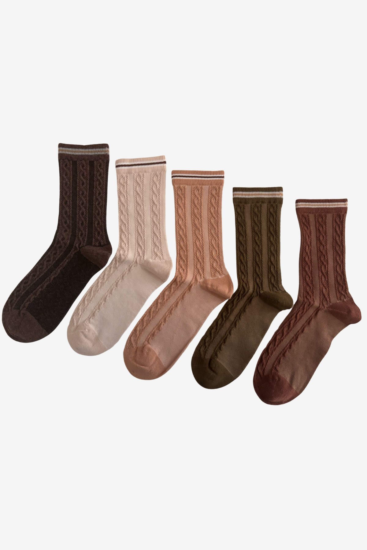 Womens 5-Pack Ankle Socks Mixed Brown