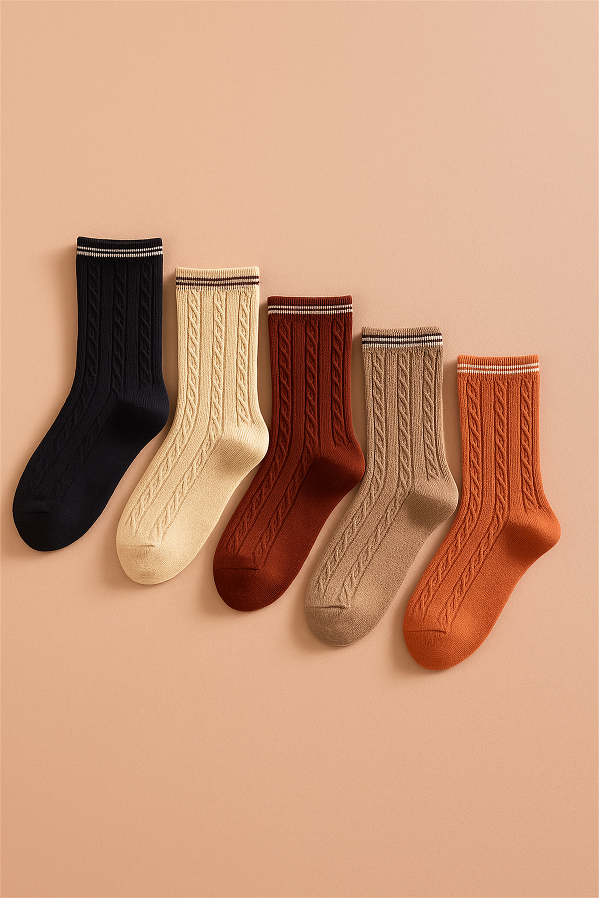 Womens 5-Pack Socket Socks Navy Mixed