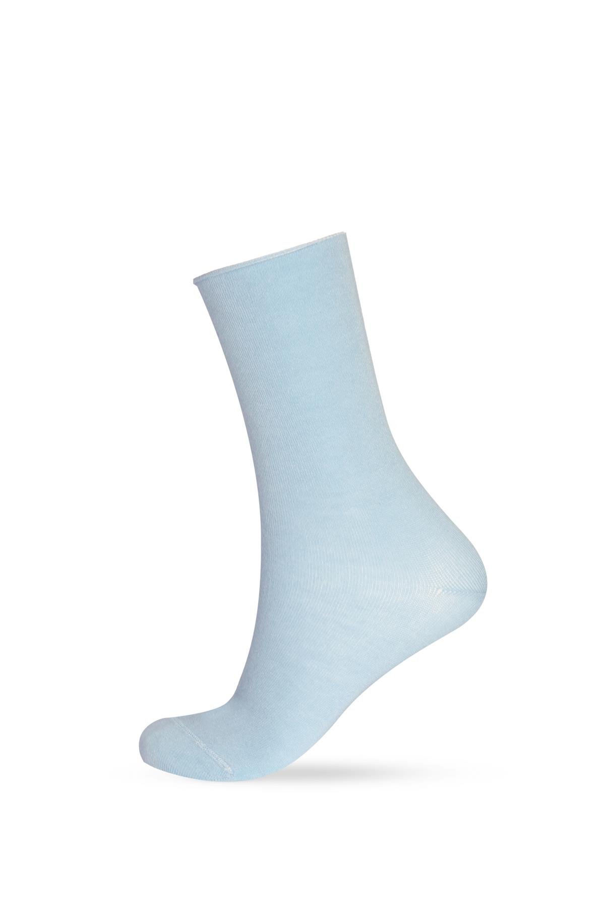 Womens Light Blue Non-Elastics Modal Fabric Thin Socket Socks