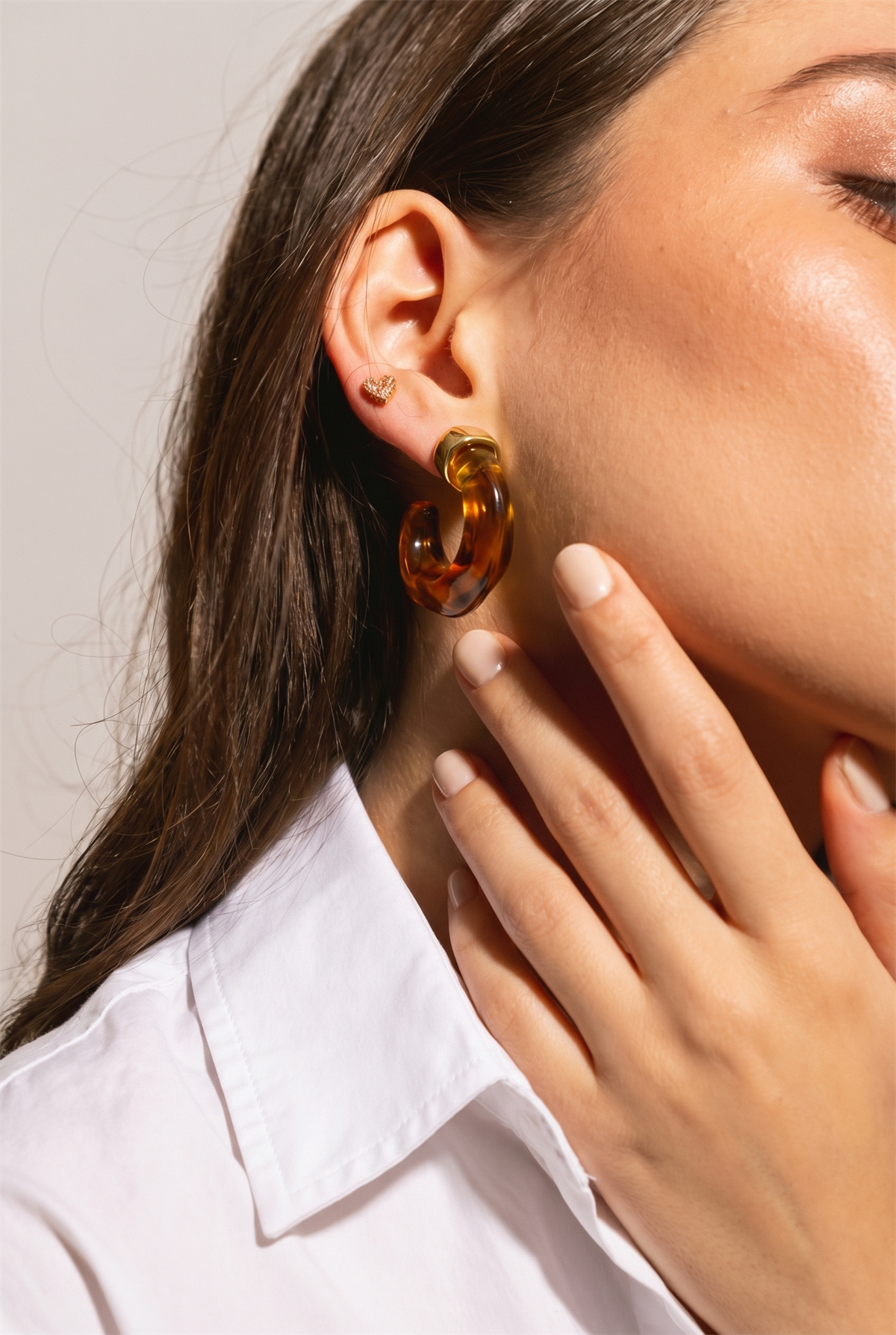 Womens Amber Look Bone Earrings