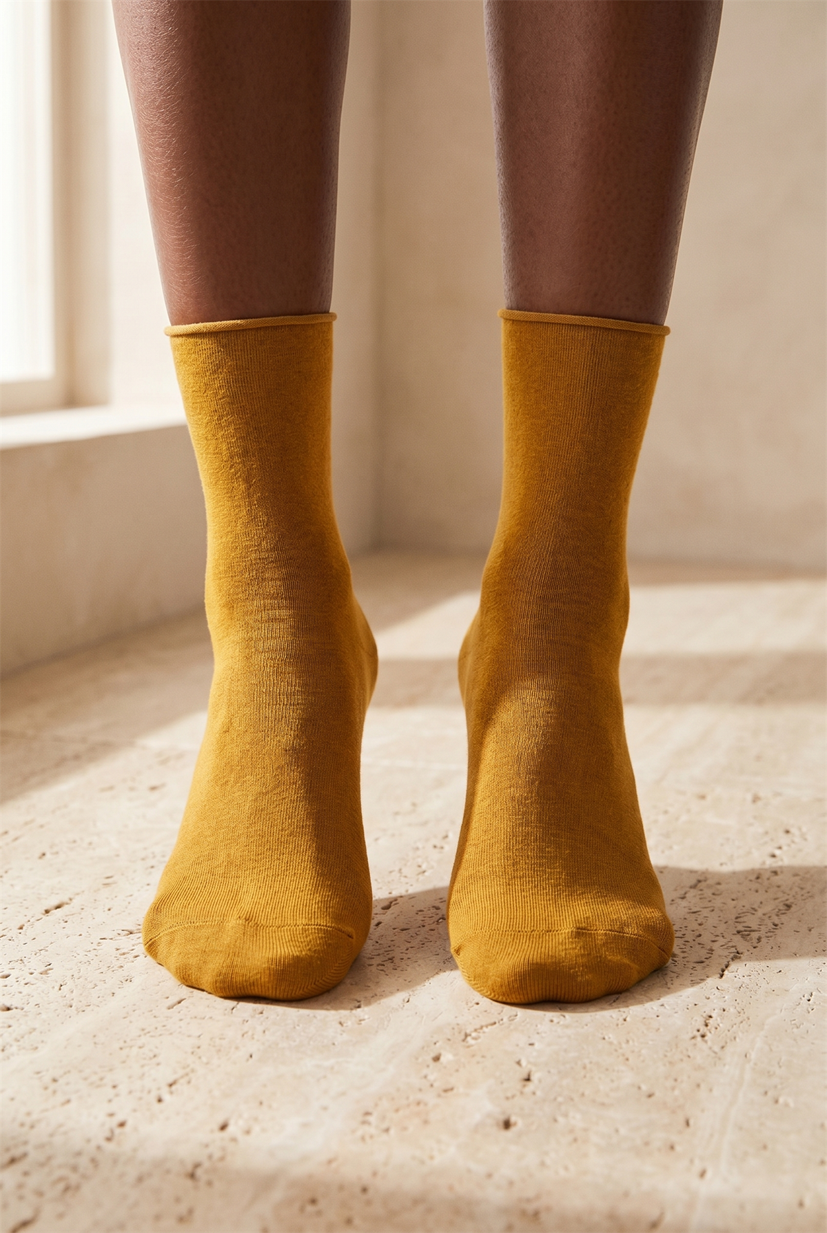 Kadın Basic Modal Soket Çorap Hardal