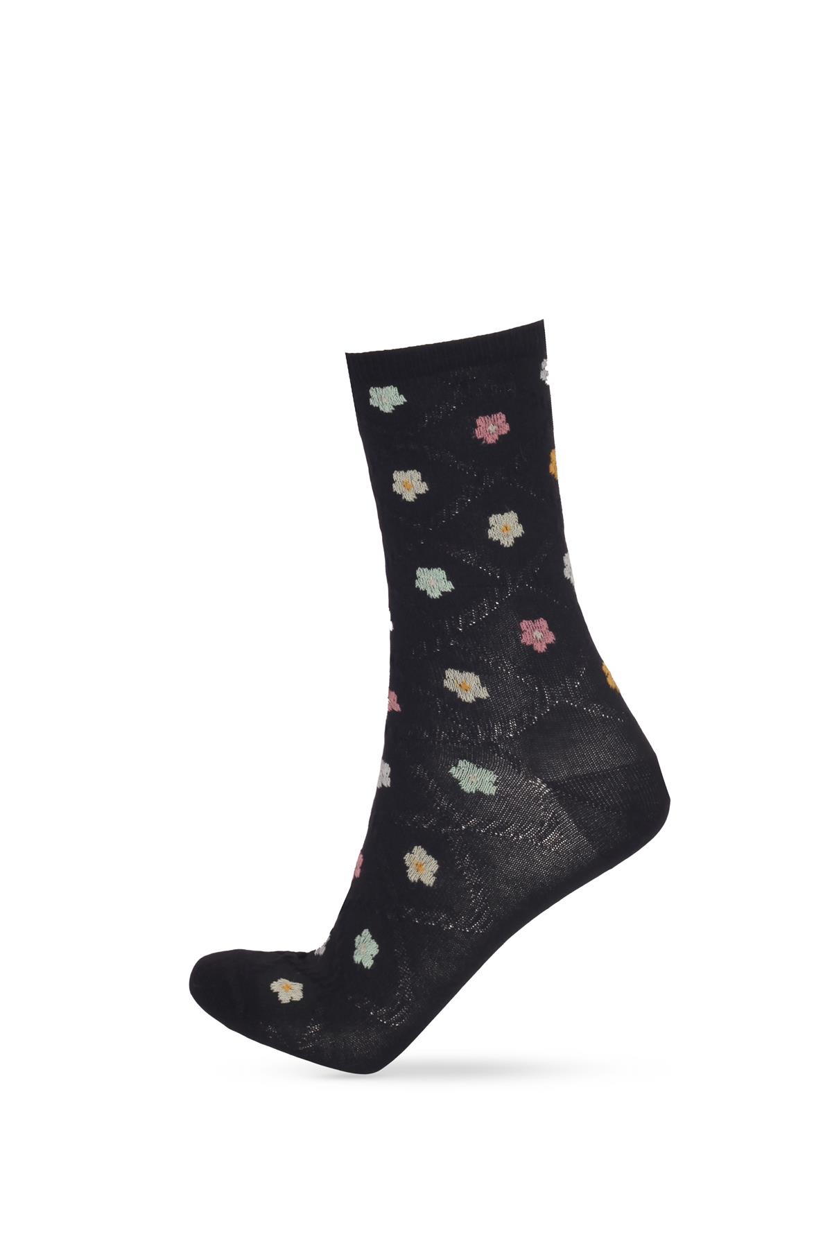 12401G2035  5PCK KADIN SOKET ÇORAP Desenli