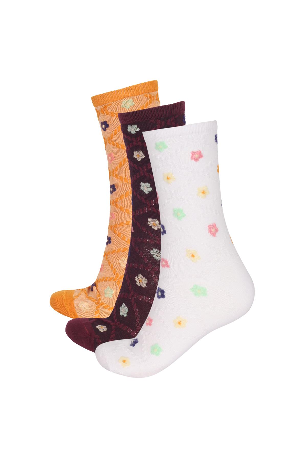 12401G2035  5PCK KADIN SOKET ÇORAP Desenli