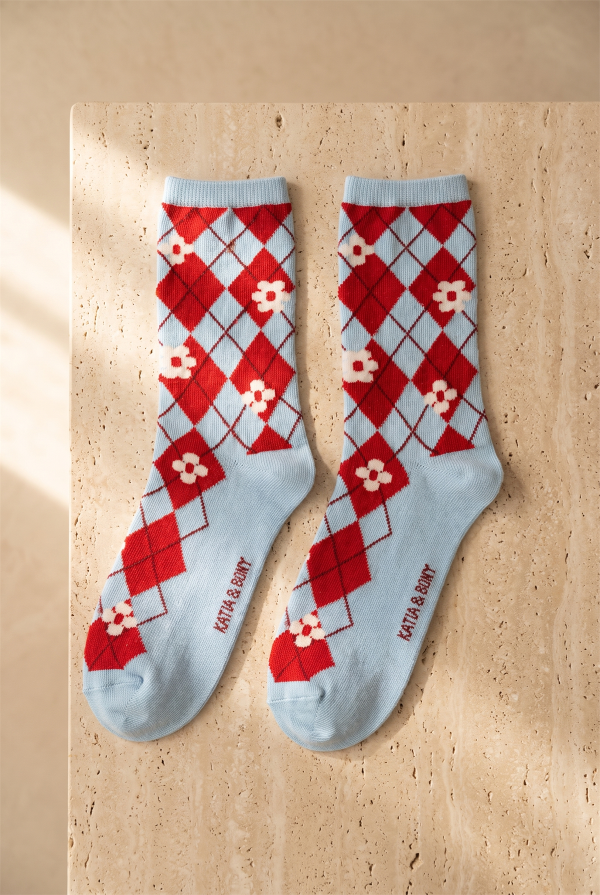 Plaıd Floral Womens Socks Socks Blue