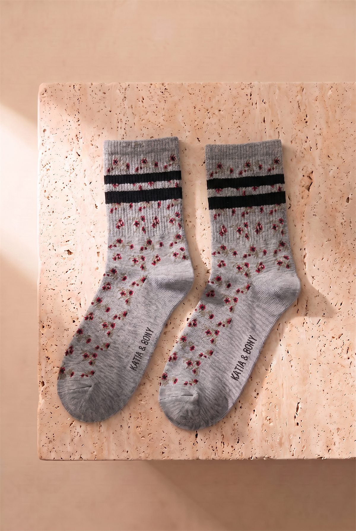 Floral Womens Socks Gray