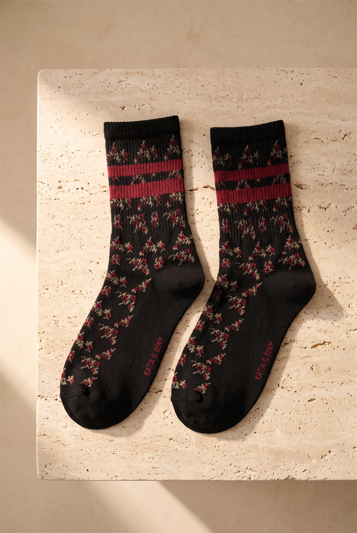 Floral Womens Socks Black