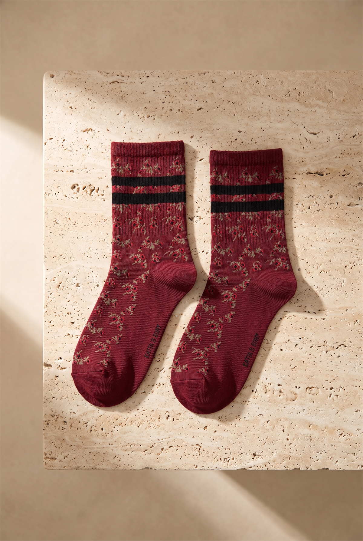 Floral Womens Socks Red