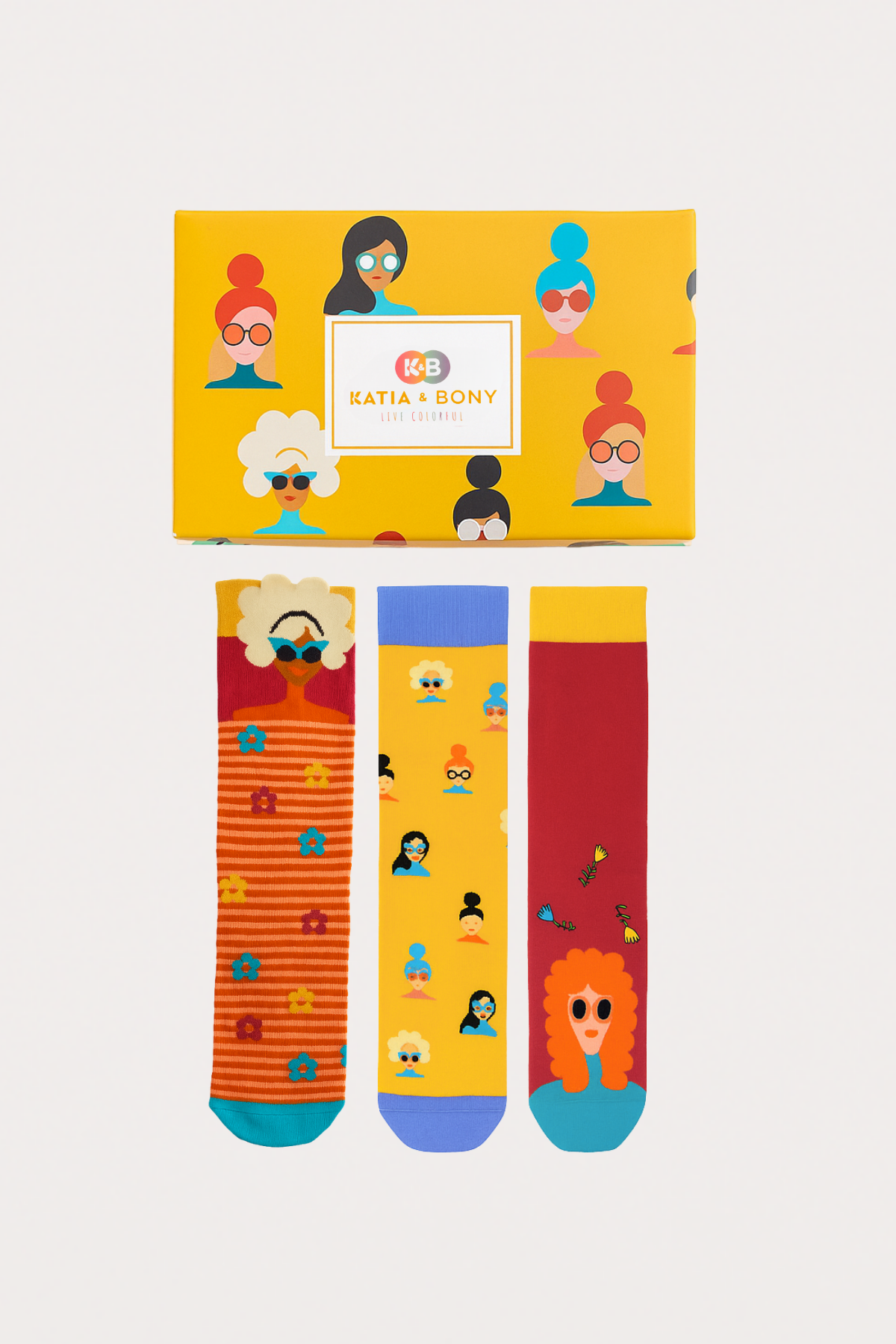 Womens Floral Patterned 3-Piece Sock Set