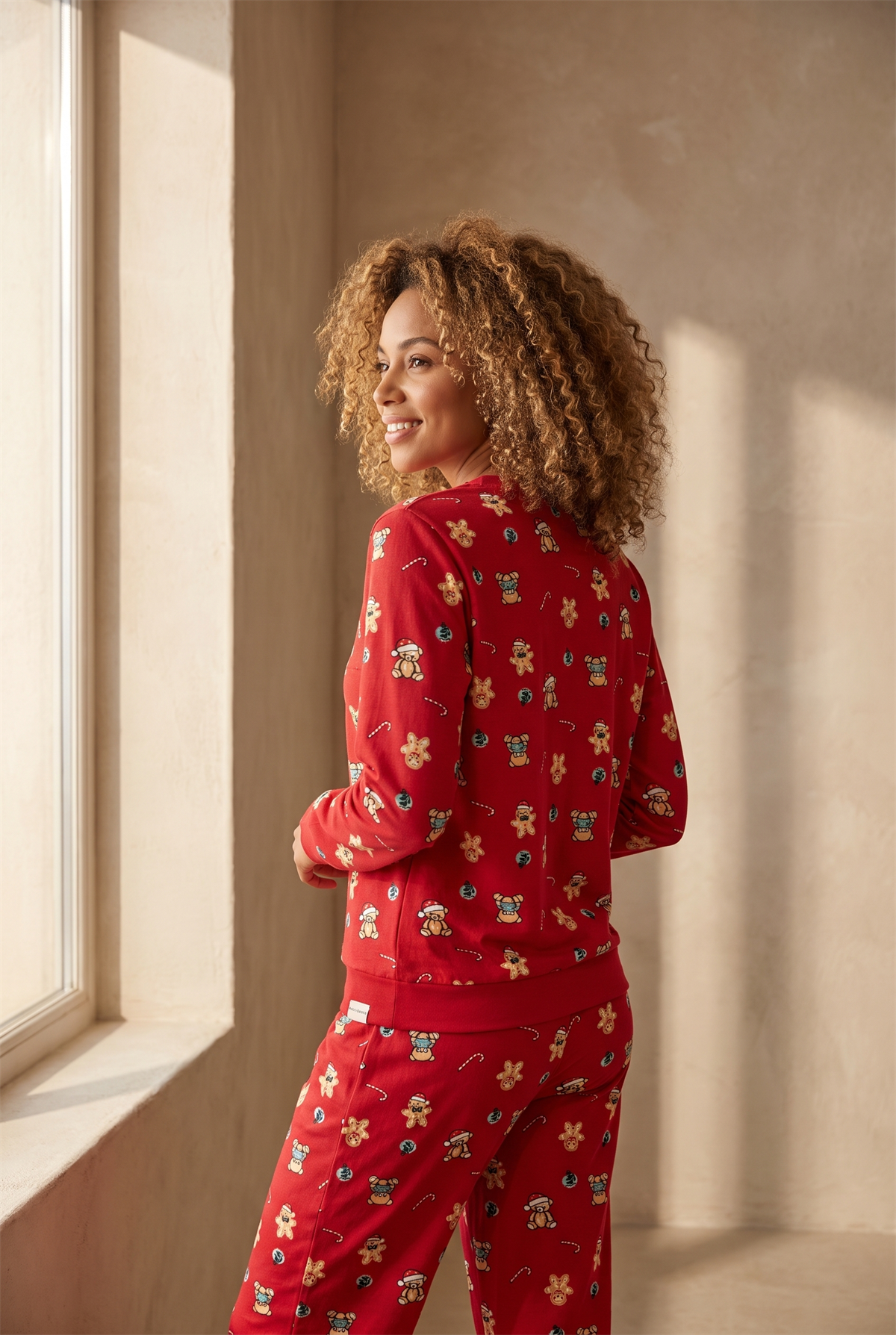 Kadın Dear Santa Ginger Breadman Pijama Takımı Kırmızı