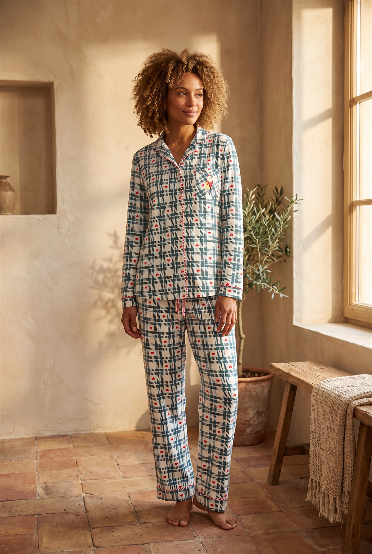 Kadın Dear Santa Pijama Takımı Yeşil