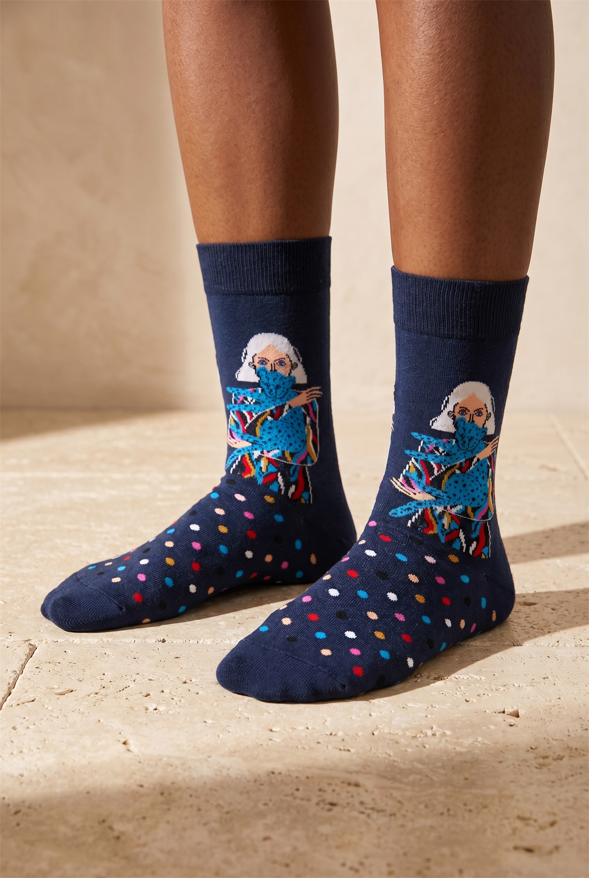 Kadın Figürlü Soket Çorap Lacivert