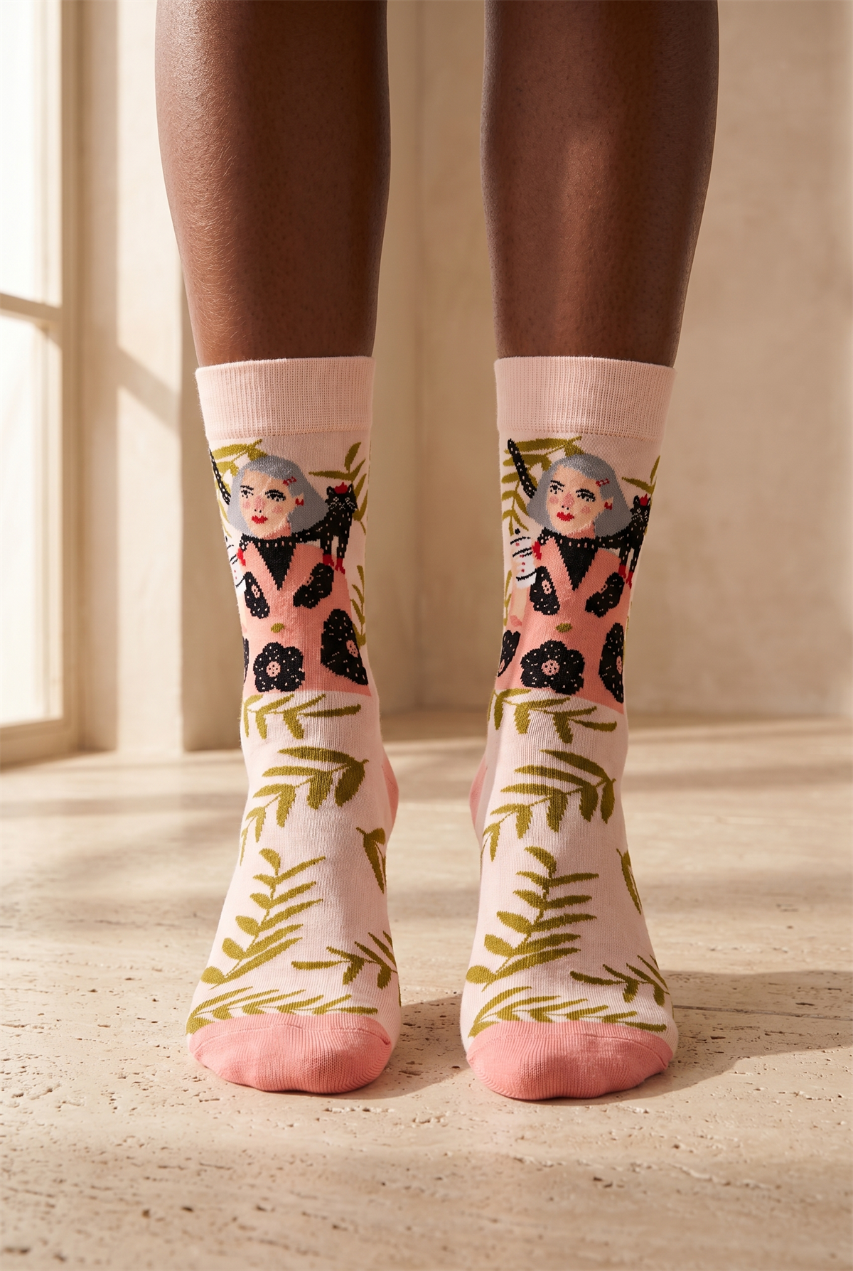 Kadın Figürlü Soket Çorap Pudra Pembe