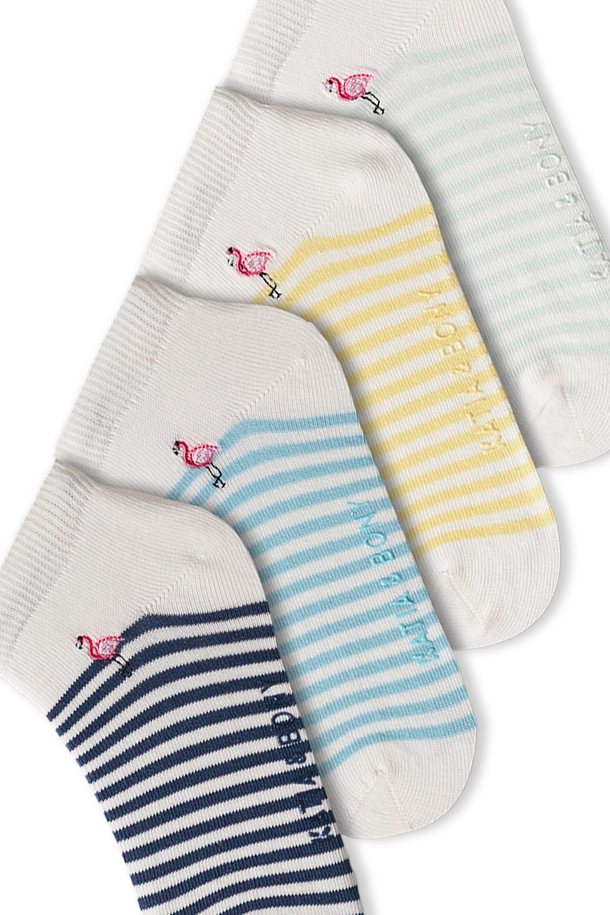 4-Piece Set Womens Flamingo Patterned Step Socks