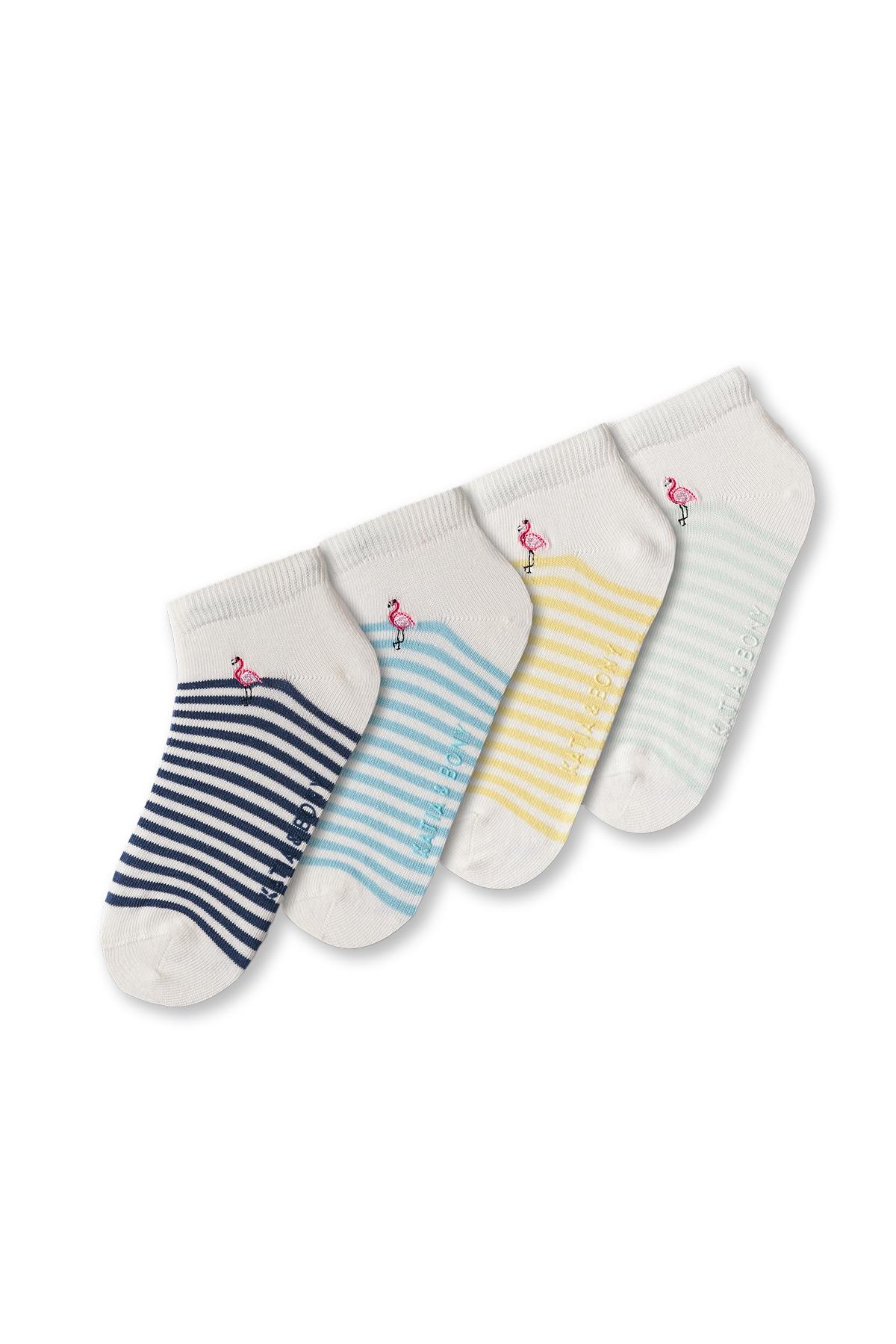 4-Piece Set Womens Flamingo Patterned Step Socks
