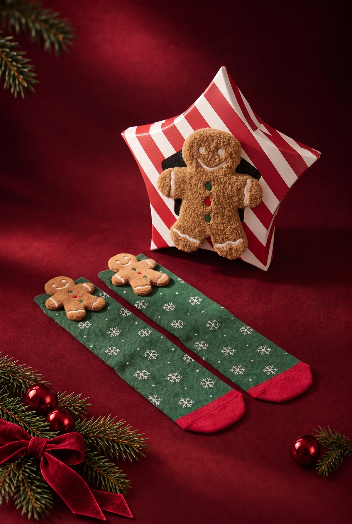 Kadın Ginger Breadman Kutulu Yılbaşı Soket Çorap 