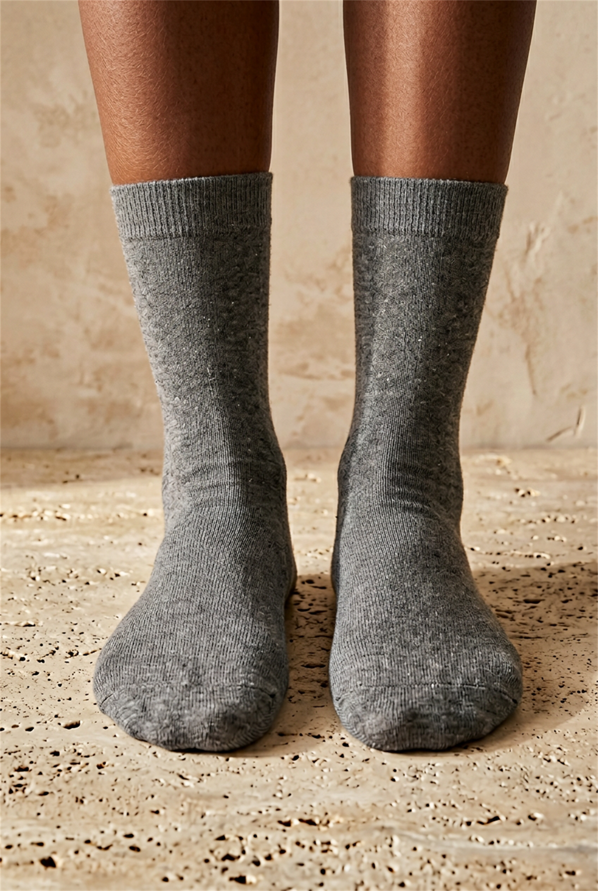 Kadın Gri Renkli Sim Detaylı Soket Çorap