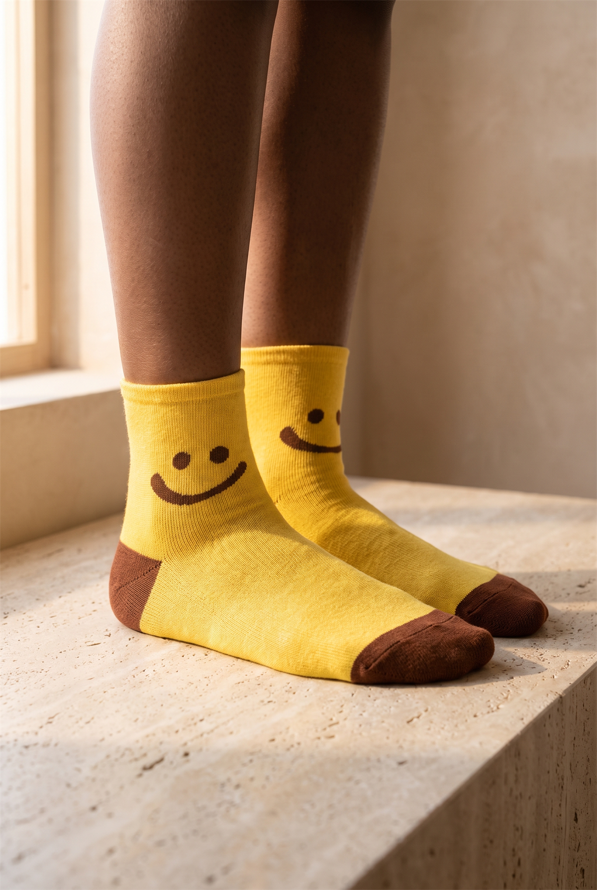 Womens Smiley Face Patterned Surprise Towel Ankle Socks Multicolor