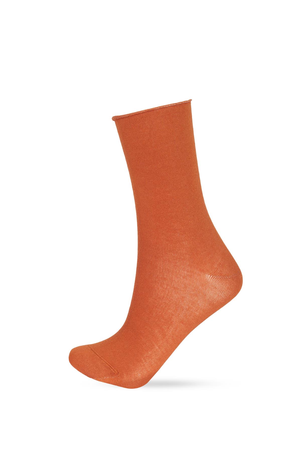 Womens Mustard Colored Non-Elasticated Modal Fabric Thin Ankle Socks