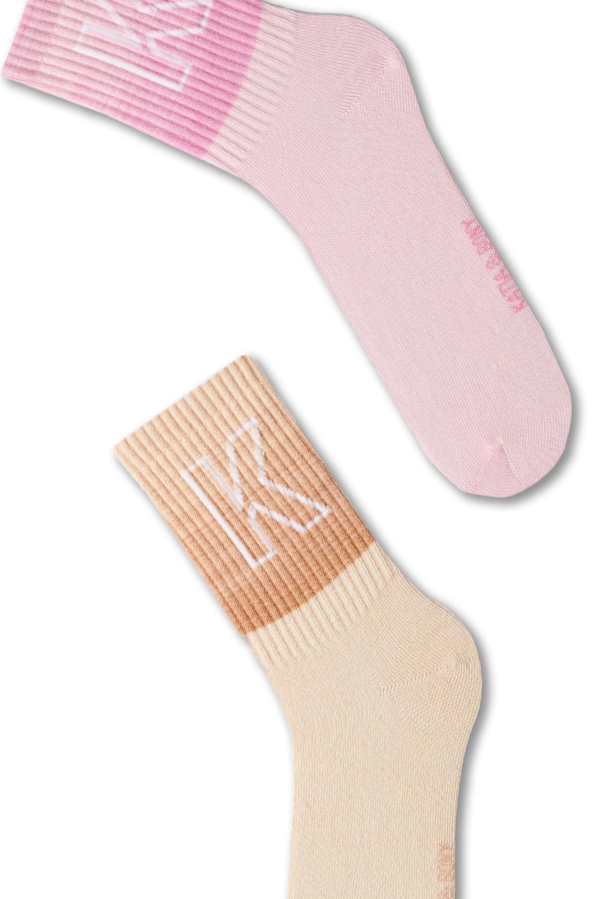 Womens Letter Patterned Color Transition 2-Pack Sock
