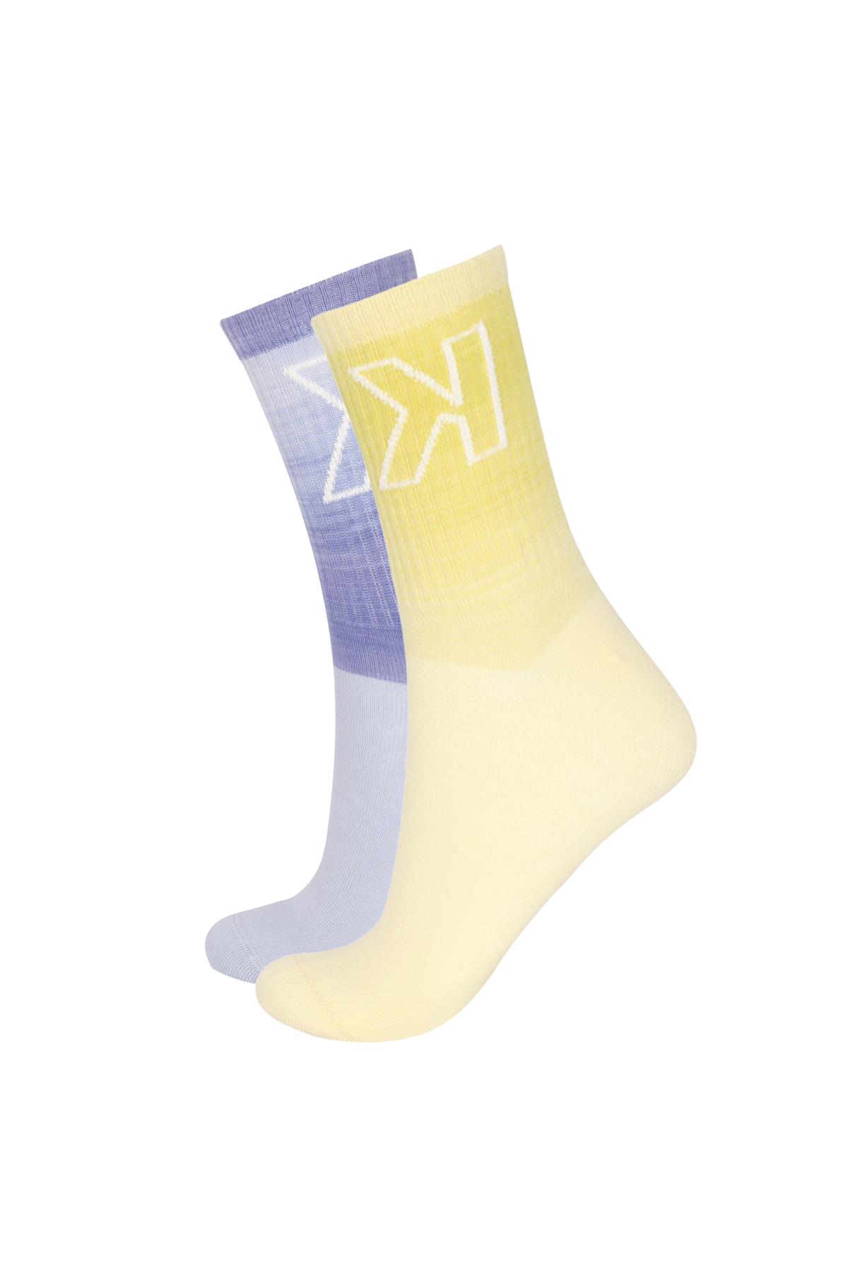 Womens Letter Pattern Gradient Color 2-Pack Sock