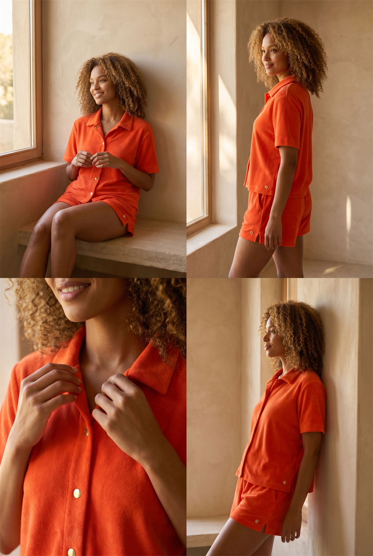 Women Towel Shorts Set Mercan