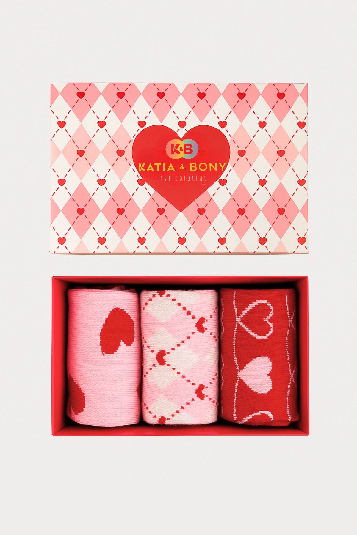 22501W3026 3PCK KUTULU SEVGİLİLER GÜNÜ KADIN SOKET ÇORAP Desenli