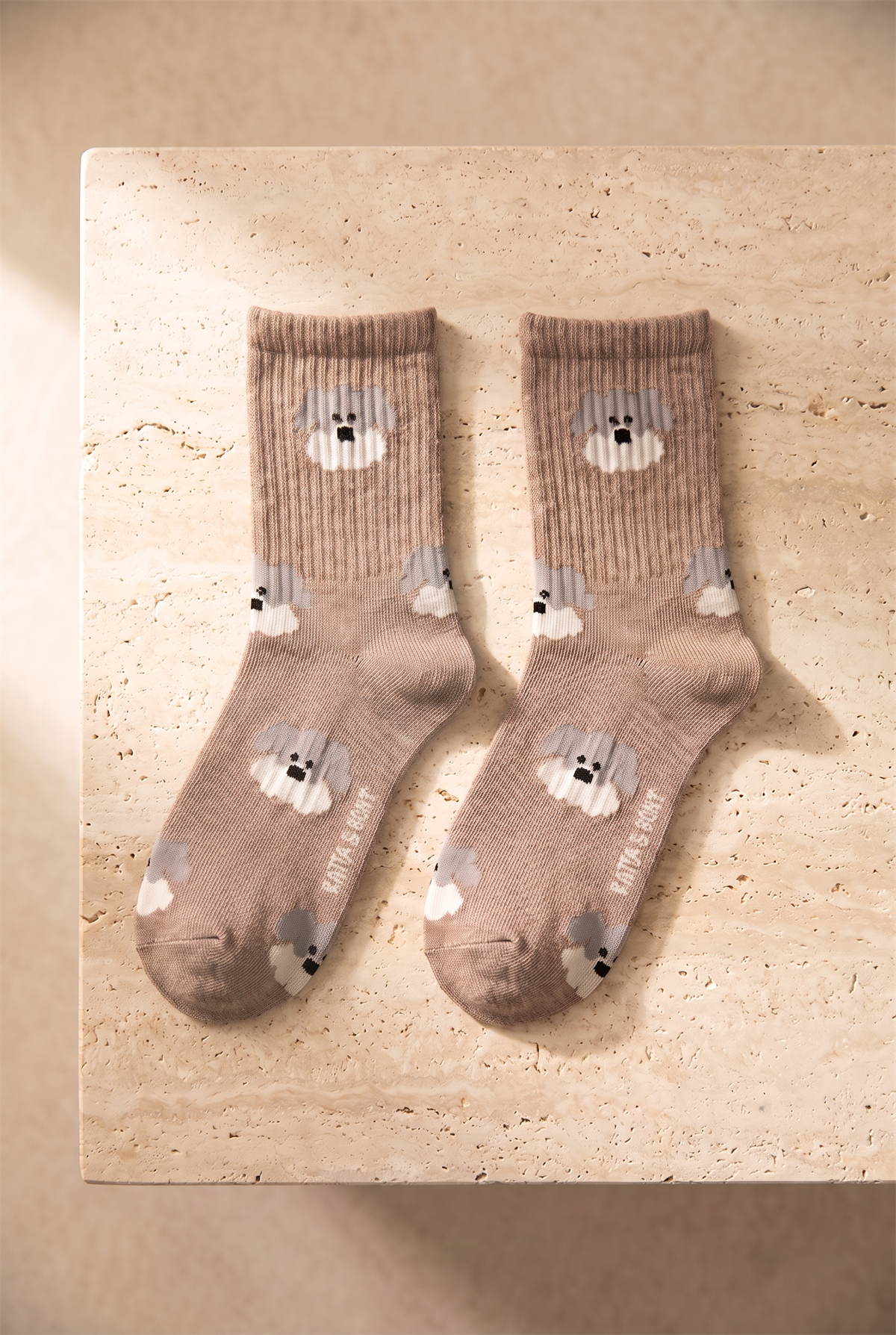 Kadın Köpek Desenli 2li Pamuklu Soket Çorap Siyah Mix