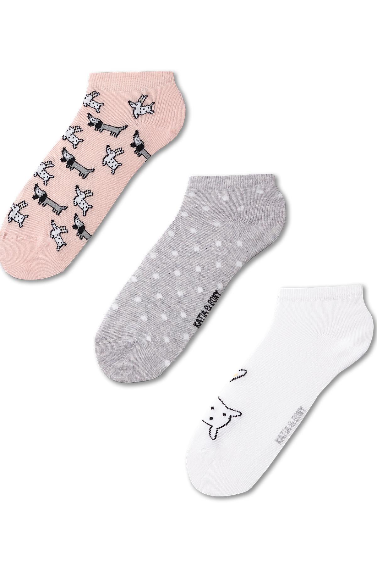 3-Pack Womens Dog Patterned Step Socks